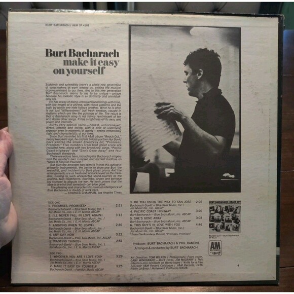 Lot Of 3 Burt Bacharach LP Vinyl Record Albums: Reach Out, Self titled, Make It - Picture 7 of 7